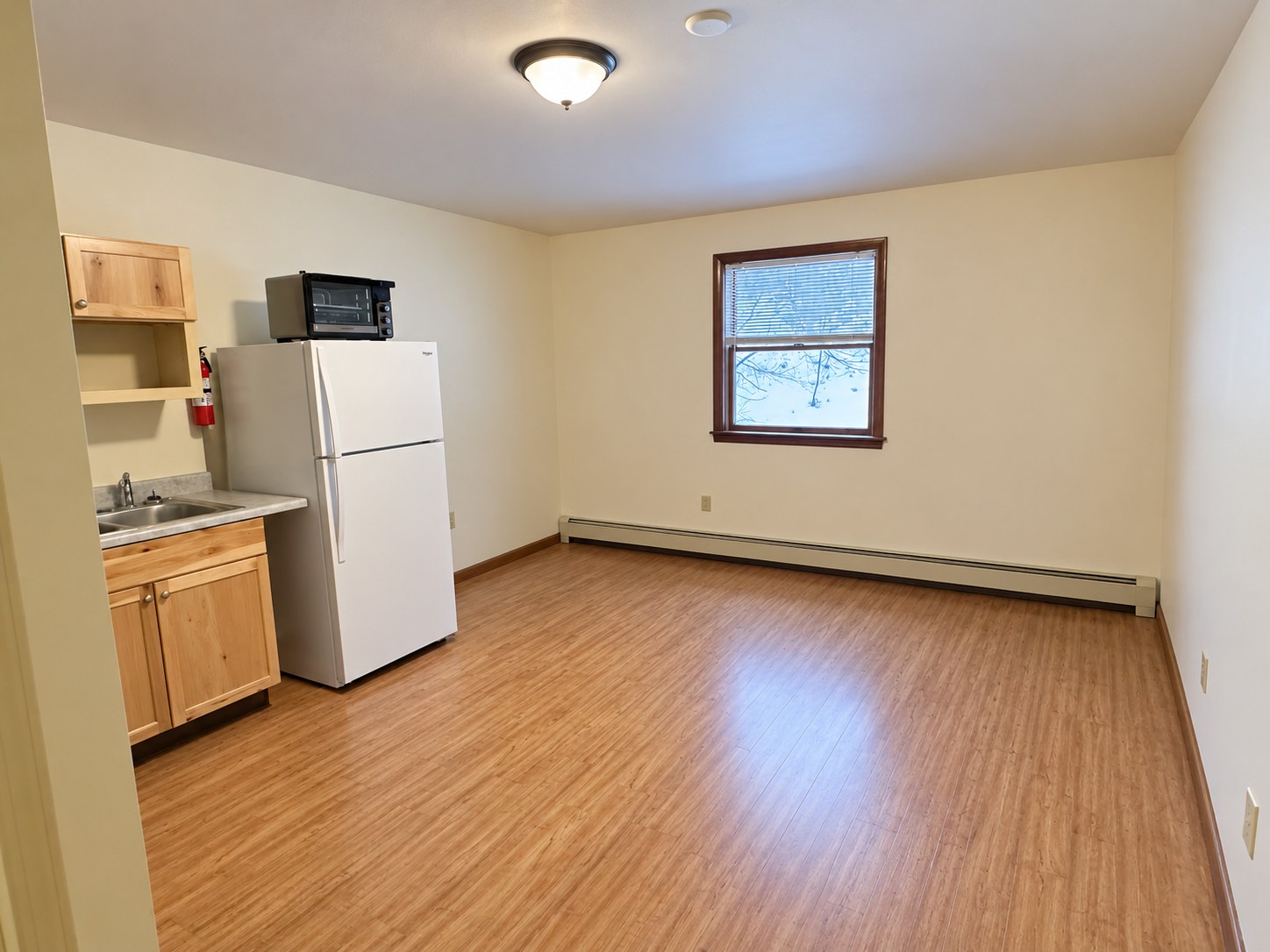Blue Ridge room example 2 — Main room and kitchenette